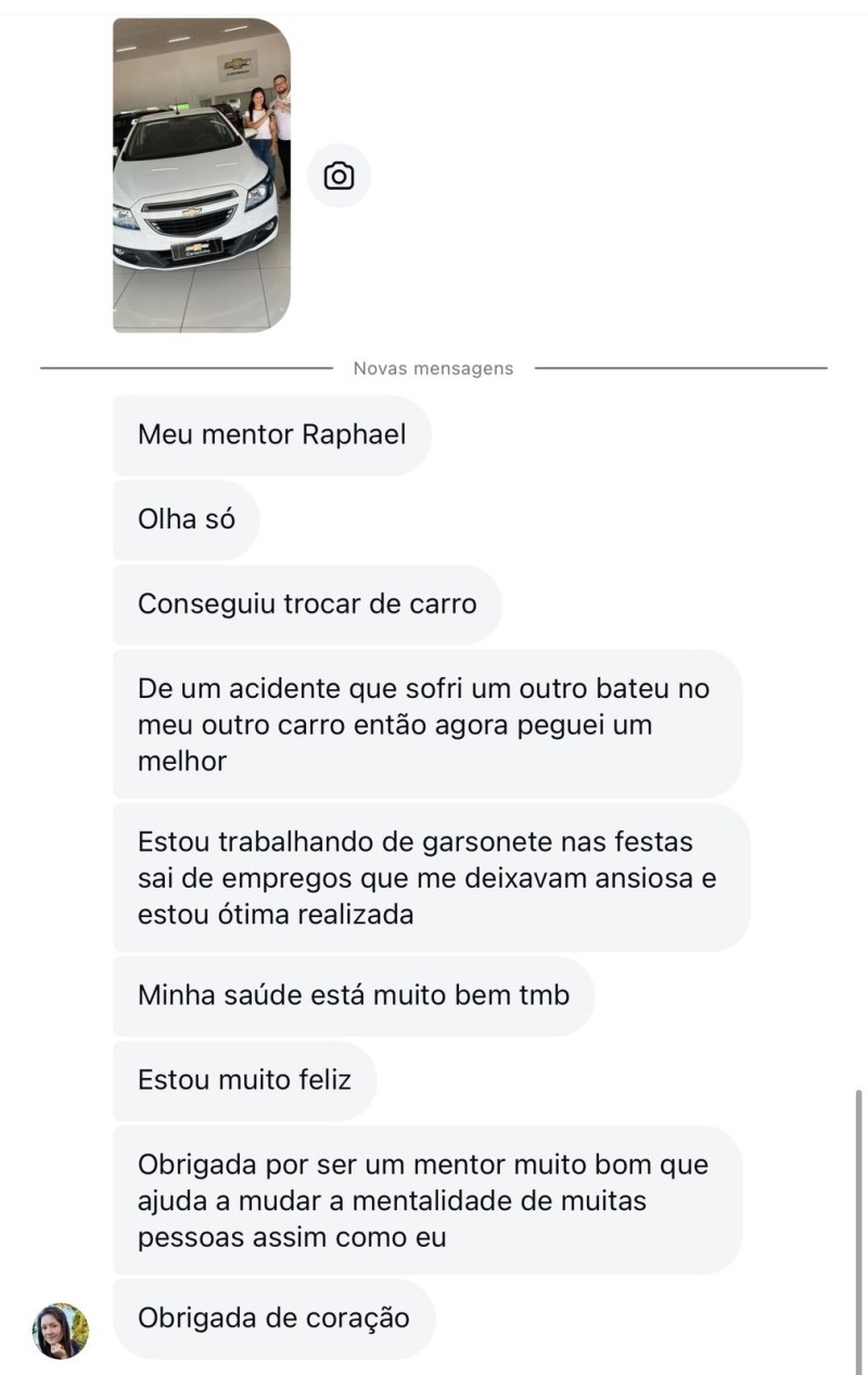 Print de depoimento no WhatsApp